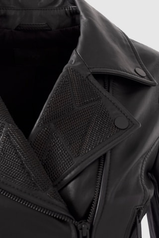 Veste en cuir de mouton - Noir - IKKS