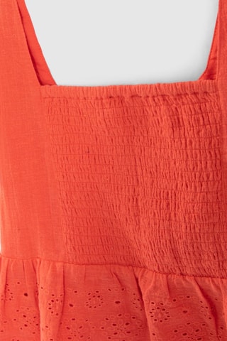 Blouse en lin et broderie anglaise - Orange - IKKS