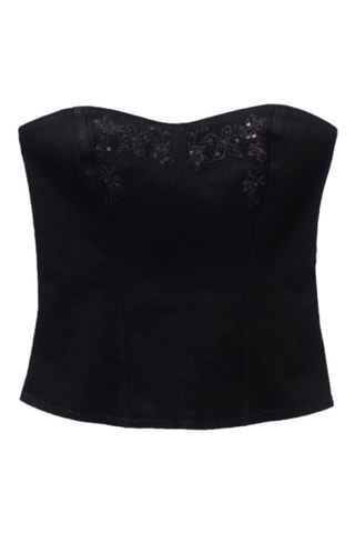 Top bustier en jean - Noir - IKKS