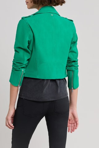 Blouson en cuir de chèvre - Vert - IKKS