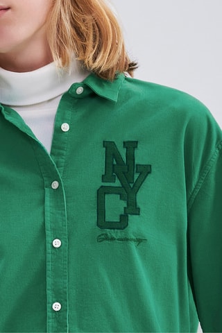 Chemisier loose en velours - Vert foncé - IKKS