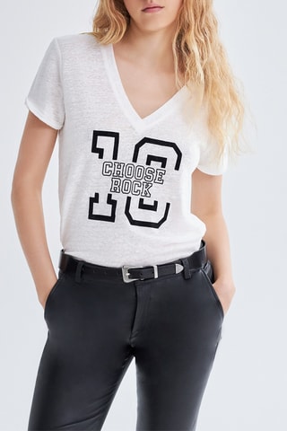 T-shirt loose en lin - Ecru - IKKS