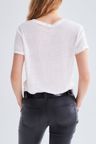 T-shirt loose en lin - Ecru - IKKS