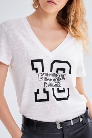 T-shirt loose en lin - Ecru - IKKS
