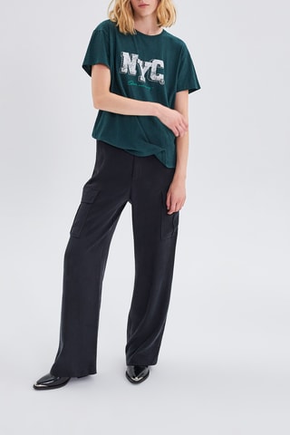 T-shirt loose en coton biologique - Vert foncé - IKKS