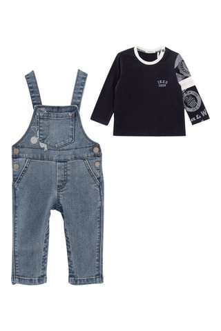 T-shirt et salopette en jean - Noir et bleu marine - IKKS Junior