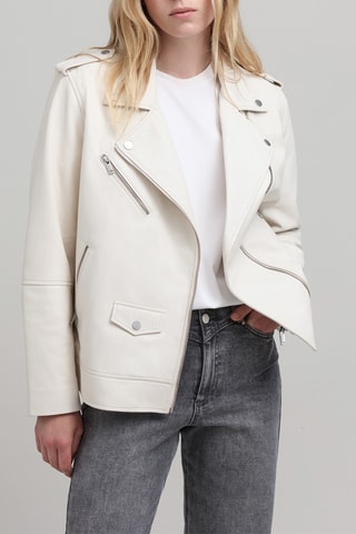 Veste en cuir d'agneau - Ecru - IKKS