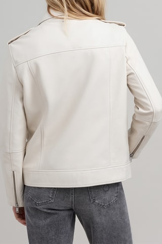 Veste en cuir d'agneau - Ecru - IKKS