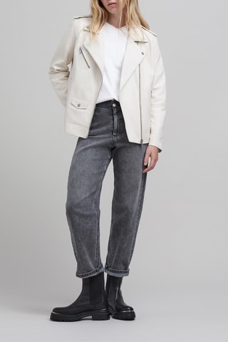 Veste en cuir d'agneau - Ecru - IKKS