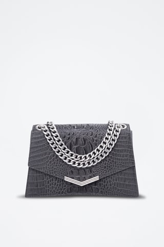 Sac porté épaule en cuir de veau - Anthracite - IKKS