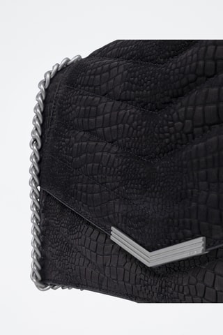 Sac porté épaule en cuir de veau - Noir - IKKS