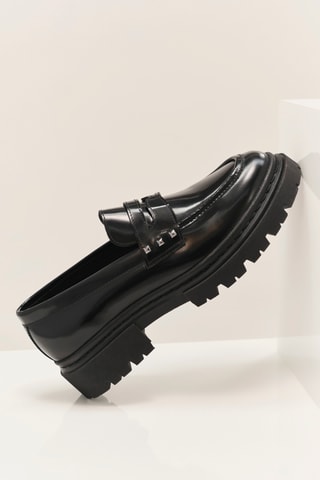 Mocassins plateformes en cuir vernis - Noir  - One Step