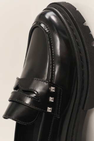 Mocassins plateformes en cuir vernis - Noir  - One Step
