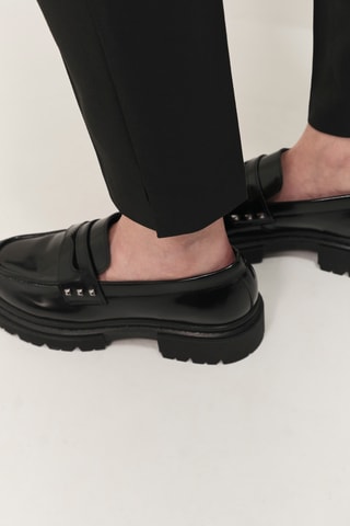Mocassins plateformes en cuir vernis - Noir  - One Step