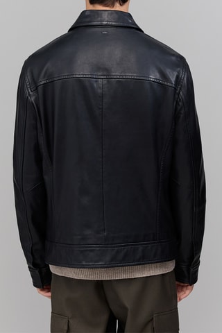 Blouson en cuir d'agneau - Noir - IKKS
