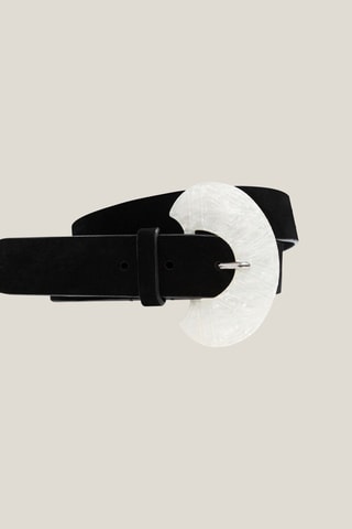Ceinture en cuir de veau - Noir  - One Step