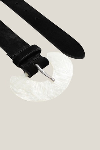 Ceinture en cuir de veau - Noir  - One Step