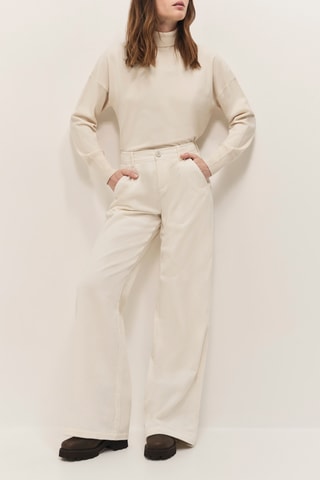 Pantalon en velours taille haute - Ivoire  - One Step