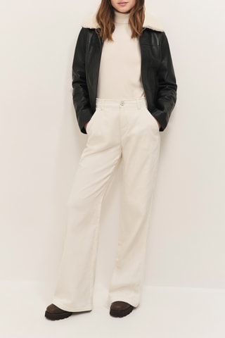 Pantalon en velours taille haute - Ivoire  - One Step