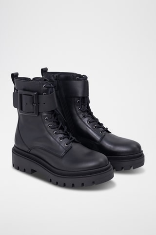 Bottines en cuir de veau - Noir - IKKS
