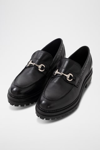 Mocassins plateformes en cuir de veau - Noir - IKKS