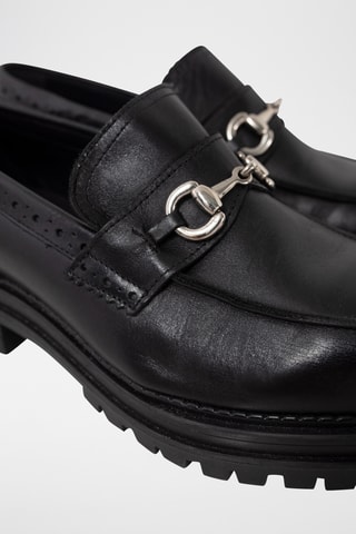 Mocassins plateformes en cuir de veau - Noir - IKKS
