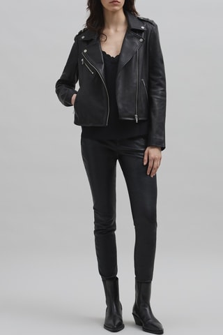 Veste en cuir de mouton - Noir - IKKS