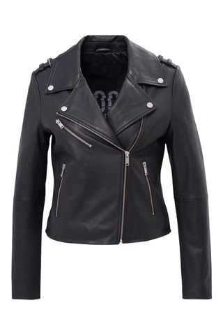 Veste en cuir de mouton - Noir - IKKS
