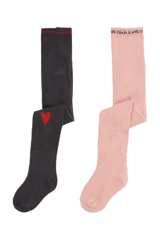 2 paires de collants - Rose et gris - IKKS