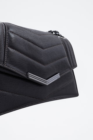 Sac porté épaule en cuir d'agneau - Noir - IKKS