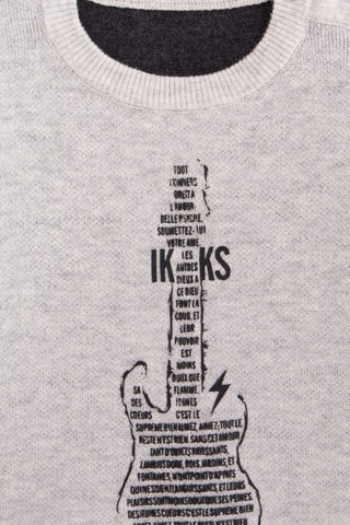Pull réversible - Gris chiné et noir - IKKS