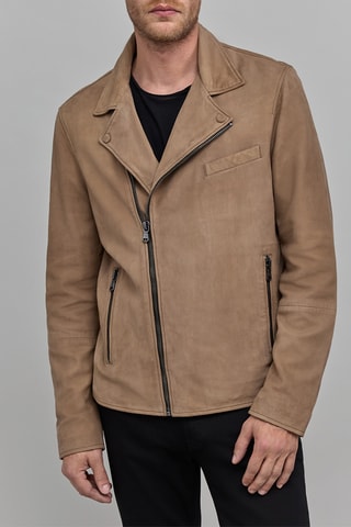 Blouson en cuir d'agneau - Beige - IKKS