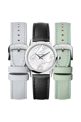 Leren Quartz Horloge en 2 Leren Horlogebanden Eria - Blauw en Zachtgroen