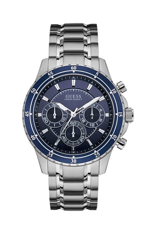 Stalen Quartz Horloge Stopwatch - Zilverkleurig en Blauw