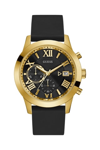 Leren Quartz Horloge Guess Essential - Chronograaf - Zwart en Goudkleurig - Guess Essential 