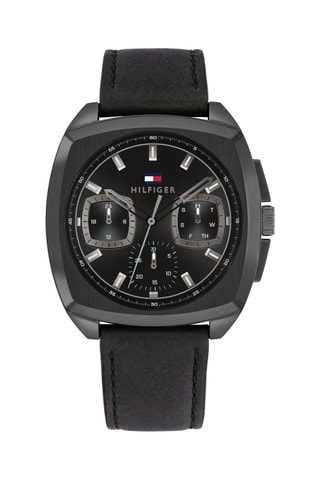 Leren Quartz Horloge Apollo - Zwart