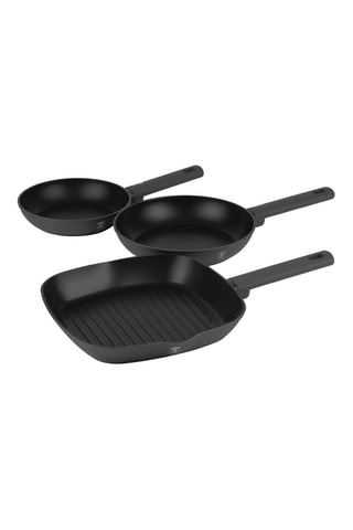 2 poêles et 1 gril Anthracite Collection 20, 24 et 28 cm