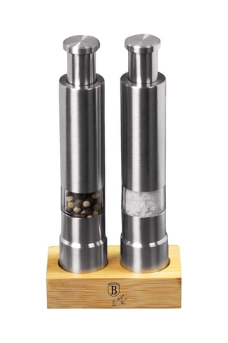 Moulins à sel et à poivre en acier inoxydable et bambou Black Silver Collection