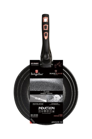 3 poêles revêtement marbre Black Rose Collection - 20, 24 et 28 cm