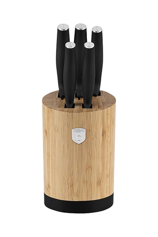 Bloc en bambou de 5 pièces en acier inoxydable Matte Black Collection