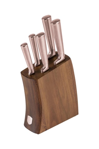6 couteaux en acier inoxydable avec support en bois d'acacia