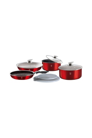 Batterie de cuisine revêtement marbre Metallic Line Burgundy Edition - 9 pièces