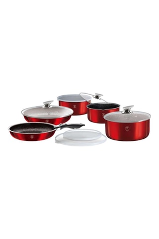 Batterie de cuisine revêtement marbre Metallic Line Burgundy Edition - 12 pièces