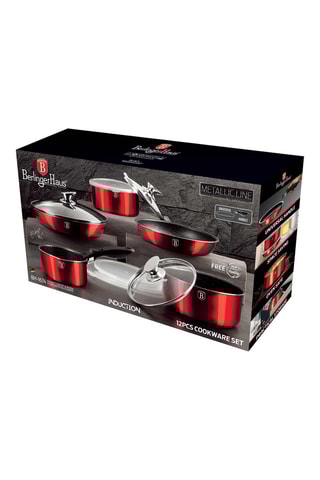 Batterie de cuisine revêtement marbre Metallic Line Burgundy Edition - 12 pièces