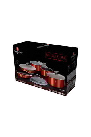 Batterie de cuisine revêtement marbre Metallic Line Burgundy Edition - 12 pièces