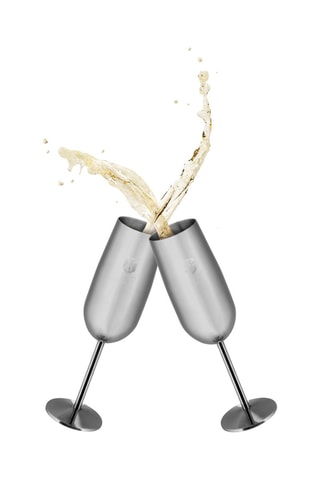 2 flûtes à champagne en acier inoxydable - 2 x 26 cl