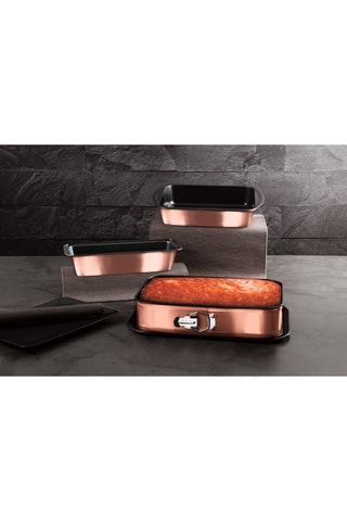 3 moules à gâteaux revêtement titane Metallic Line Rose Gold Edition - 35 x 27 / 39 x 27 / 33 x 14 cm