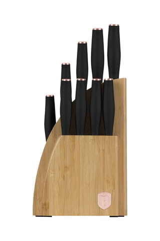 Bloc en bambou de 9 pièces en acier inoxydable Black Rose-Gold