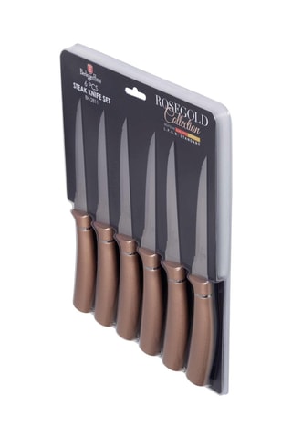 6 couteaux à steak en acier inoxydable Metallic Line Rose Gold Edition - 11,5 cm