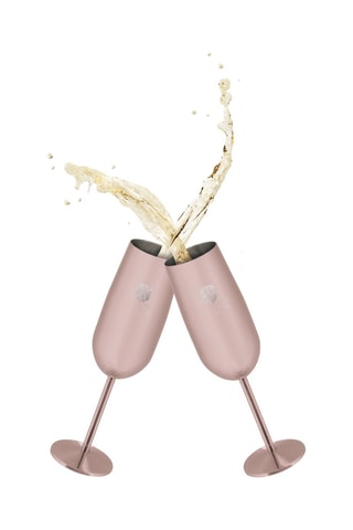 2 flûtes à champagne en acier inoxydable - 2 x 26 cl